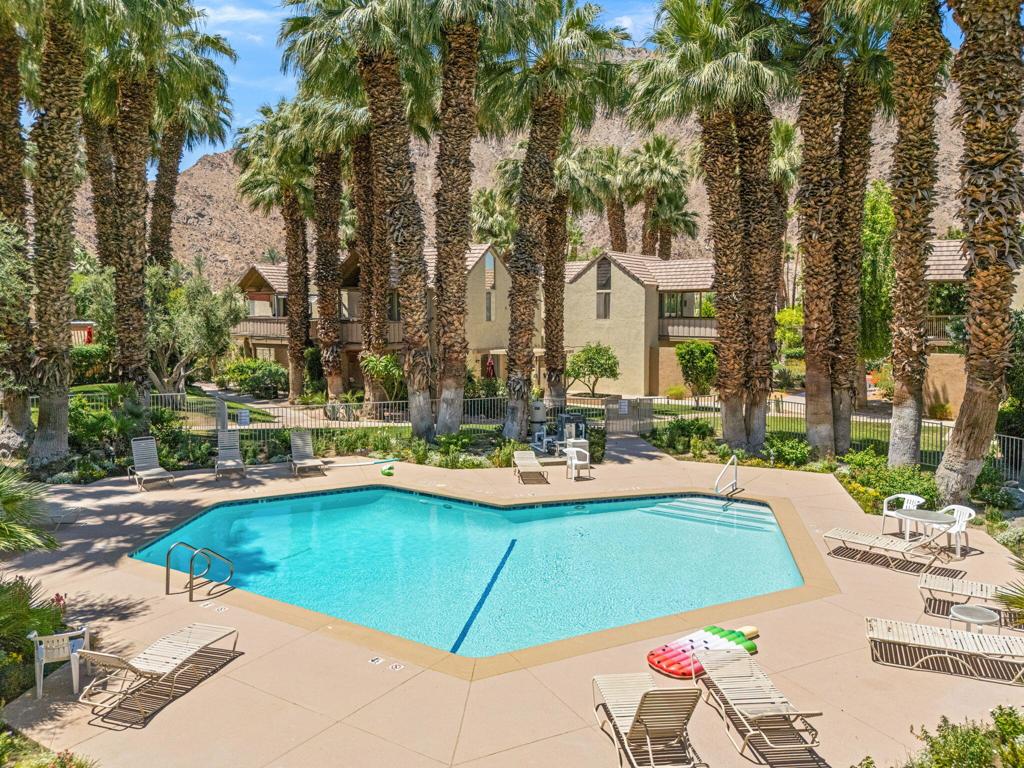 Location, Location, Vacation and VALUE! Rare Opportunity for an Indian Wells Address at this Price Point and Unquestionably One of the Most-Desirable Studios in Club View. Ground-Floor, Corner Unit Boasting a LARGE Wrap-Around Patio, Encompassing Additional Living Space w/RESORT VIEWS of the Pool and Mountains. Inside, it's a Remodeled Gem Appointed w/NEW Quartz Counters, NEW Stylish Flooring, NEW Murphy Bed for Space Efficiency, NEW Appliances including Washer/Dryer. Truly a Triple Option of Opportunity; a Primary Residence, a Vacation Getaway -or- a Fantastic Rental Opportunity, Ready for Revenue! Offered Partially Furnished. Bonus: Short Term Rentals Allowed (7 day Minimum), Affordable HOA Fee includes all Landscaping, Guarded Gate, Building Maintenance (Including Roof), Water, Community Pools/Spas and the Benefits of come with being an Indian Wells Resident.