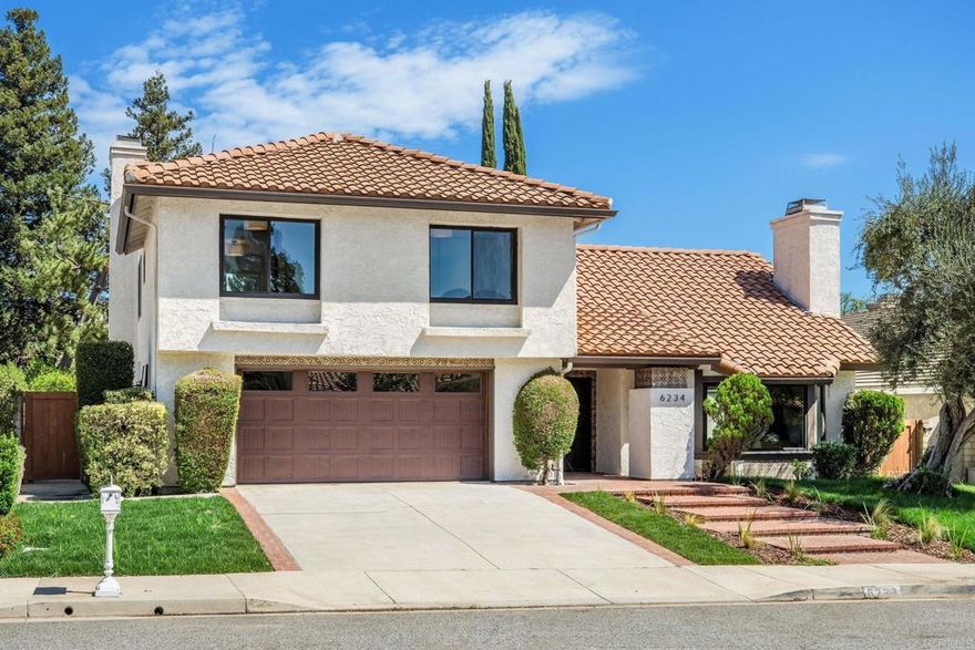 Completely renovated two-story home in the prestigious Morrison Ranch Estates, located on a quiet cul-de-sac in Agoura Hills.   This elegant home features warm oak-toned flooring throughout, with a family room that boasts vaulted ceilings, a classic picture window, and a cozy fireplace. A separate dining room connects to the family room, creating a seamless flow for entertaining. Designed with both elegance and function in mind, the kitchen includes white oak cabinetry, creamy stone countertops, an arched range hood with hidden niches, all-new appliances, and gold finishes throughout. The living room makes a statement with black accents, a sleek fireplace, and a built-in dry bar with beverage fridge. A central atrium and a convenient half bathroom complete the main level.   Upstairs, your oversized primary suite boasts dual closets and a tranquil, thoughtfully designed bathroom, complete with a freestanding soaking tub, oversized shower with built-in bench, and a dual vanity featuring white oak cabinetry and high-end designer fixtures. Three additional bedrooms upstairs offer generous space, bright natural light, and versatile layouts, ideal for family, guests, or a home office. A fully remodeled hall bathroom features modern finishes and thoughtful design, perfectly complementing the bedrooms and providing comfort for everyday living.   The backyard includes a spacious patio and a large grassy lawn, perfect for outdoor dining, play, or gatherings.   This home is ideally located near hiking and biking trails, top-rated dining, entertainment, and schools, this home combines modern luxury, thoughtful design, and the best of Agoura Hills living.   Experience this Morrison Ranch Estates gem—schedule a private showing today.