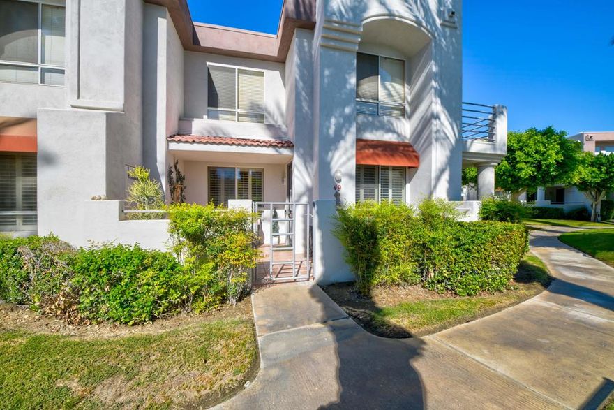 Welcome to this turnkey furnished ground floor retreat in the heart of Palm Springs! This well-maintained 2 bedroom, 2 bath condo is clean, spacious and offers a large primary suite with double vanities, a large closet and views of the sparkling pool and spa. The home features new floors, shutters throughout, a large enclosed patio with an additional storage closet, indoor laundry, a covered parking space and plenty of guest parking. La Palme is conveniently located near downtown Palm Springs and offers resort style amenities including 6 pools, 3 tennis courts, EV charging stations and beautiful landscaping. The HOA dues also include cable, wifi, water and trash.