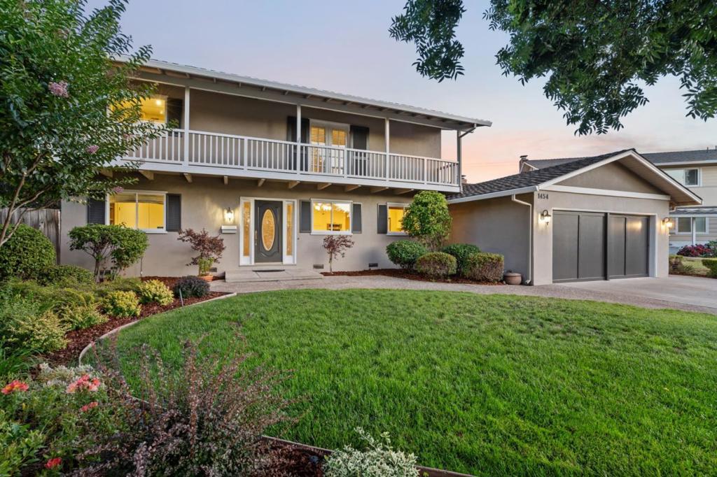 LARGE UPGRADED HOME ON VAST CUL-DE-SAC LOT | Modern refinement unfolds throughout this spacious home and generous lot at the end of a peaceful cul-de-sac. Enjoy luxury finishes, ADU potential, and upgrades like custom storage and owned solar - all within one of Sunnyvale's finest neighborhoods. Interiors bathed in natural light reveal formal living and dining rooms, a family room, and a kitchen remodel with granite countertops, stainless appliances, and a breakfast nook. A covered balcony and luxury walk-in closet with island elevate the primary suite. Fitted as an office, the ground-level bedroom near a full bath can convert to guest quarters. Details include refinished random-plank wood floors, remodeled bathrooms, two fireplaces, custom lighting, a laundry room, and much more. The sprawling backyard boasts a heated pool and spa with motorized cover, privacy hedges, and plenty of space for recreation and a potential ADU. Nestled between Main Street Cupertino and Downtown Sunnyvale, this sought-after location is central to top shopping, dining, entertainment, and weekly Farmers' Markets. Also nearby are Caltrain, thriving tech centers, and exceptional Cupertino schools.