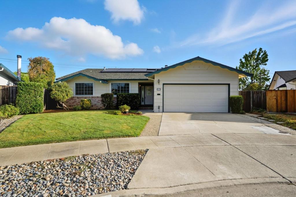 This beautifully updated Sunnyvale home is located on a private cul-de-sac and conveniently located within walking distance to Stocklmeir Elementar and Ortega park. Conveniently located near 280 and 85 for the commuter. Living Room with fireplace and hardwood floors, Family Room with wood stove and picture window overlooking the backyard, Kitchen with solid surface countertops, stainless steel appliances to include built in oven, flat surface range with hood and dishwasher, Eat in kitchen dining area, Primary bedroom with sitting area, new carpet and slider overlooking the backyard. Hall bathroom with walk in tub/shower, Fresh interior paint throughout, New light fixtures, Refinished hardwood flooring in two front bedrooms, Solar system, Spacious backyard with 2 patio areas, lawn and several fruit trees to include apricot, cherry and fig to name a few.