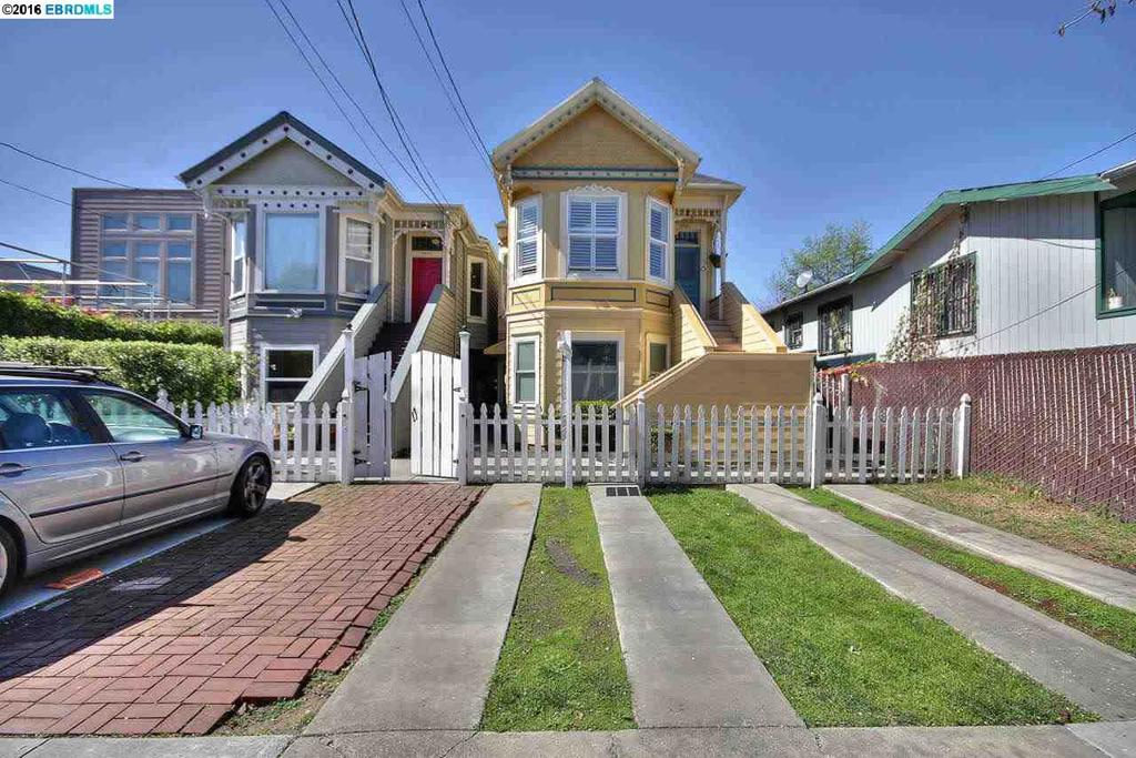 Updated West Oakland Dogtown district Victorian condo. Top unit w/plenty of light. Kit, din & lvg rm all in 1 open space. Common area yard, washer &dryer in unit. BART, restaurants & shopping centers are near. Sqft.&rm count per public record is not & will not be verified by Listing Agent or seller.