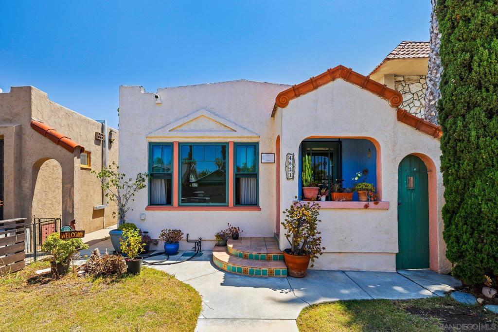 This exceptional property presents a rare investment opportunity in one of San Diego's most desirable neighborhoods. The property combines a beautifully remodeled Spanish-style 2-bedroom, 2-bathroom home with two fully furnished, remodeled studios. The main house is charming Spanish-style home with timeless craftsmanship and Mediterranean features. It boasts beautiful Italian hardwood floors, a remodeled kitchen with Italian tile backsplash and custom wood cabinetry, beamed ceilings, and new Pella windows. One studio is located above the garage and features a cantina door opening to an outdoor balcony, as well as a wet bar, refrigerator, and built-in Murphy bed. The bottom studio is a converted garage and has similar amenities. The property features mature landscaping, fruit trees (lemon, fig, pomegranate, passion fruit), and Spanish outdoor tile and new fencing for privacy and peaceful relaxation. Fully permitted plans are in place to add a second-floor ADU (Accessory Dwelling Unit) with a separate address, ready for immediate construction. Live in one unit, rent out the others, and maximize your income by adding the planned ADU. Just steps from Trolley Barn Park, cafes, restaurants, shopping and nightlife. Close to freeway access, 5 minute drive to Balboa Park and Downtown San Diego, this property has it all.