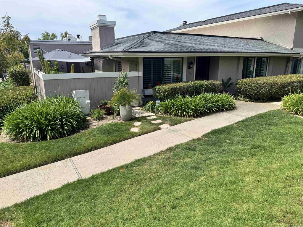 Welcome to this beautifully upgraded single-story townhome in Playmor—no neighbors above and only four units per building. Step inside and enjoy warm neutral tones, bamboo flooring throughout, and a spacious open layout that flows into a large private patio with sun- and water-resistant Tech-Wood decking.The kitchen has been thoughtfully upgraded with granite counters, Kraus workstation sink, Hauslane stainless steel hood, Thermador & Gaggenau appliances, and recessed lighting. Both bathrooms feature modern vanities with cascade faucets. Additional upgrades include dual-pane energy-efficient windows, plantation shutters, tankless water heater, and a cozy wood-burning fireplace.The primary suite offers a generous en suite bathroom and a walk-in closet currently converted into a private home office. The secondary bedroom has mirrored closet doors and custom organizers. The laundry/storage room is designed for convenience with a stackable washer/dryer and extra shelving.This home includes two side-by-side parking spaces (one covered). Community amenities feature a pool, barbecue area, and pet-friendly environment. All of this in an unbeatable location—walking distance to UTC Mall, the new Trolley, Doyle Park, Trader Joe’s, Whole Foods, and just minutes to La Jolla Shores, major freeways (5, 805, 52, 56), and top-rated schools.*****Buyer Representation Required – The seller is a licensed real estate broker and will only consider offers from buyers who have a written representation agreement with a licensed agent.*****