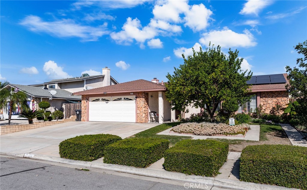Welcome to this beautifully maintained single-story residence in the sought-after Rancho Fontana neighborhood. This 3-bed, 2-bath home offers approximately 1,350 sq ft of living space on a generous 6,400 sq ft lot. Step inside to find an inviting open layout with new flooring throughout and abundant natural light that fills the spacious living room. The remodeled kitchen features sleek quartz countertops, updated cabinetry, and a fresh, modern design perfect for cooking and entertaining. A separate family room offers flexibility—use it as a guest retreat, home office, or potential fourth bedroom. Both bathrooms have been updated with quartz counters for a cohesive look.
This energy-efficient home also includes solar panels, helping reduce utility costs year-round. Outside, enjoy a full-length covered patio that spans the rear of the home—ideal for outdoor dining and gatherings. The irrigated backyard is landscaped for easy maintenance and includes mature citrus trees. Additional highlights include central air conditioning, a two-car attached garage, and a quiet residential street close to shopping, schools, and freeway access. Built in 1987, this home delivers comfort, style, and functionality in one convenient location.