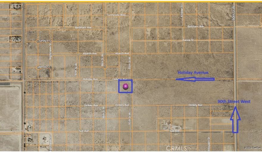 DONT MISS OUT!!! 2.5 ACRES RIGHT OFF OF 95TH ST. WEST AND HOLIDAY AVE. Not far from Rosamond Blvd. Bring your toys, your animals or your RV!