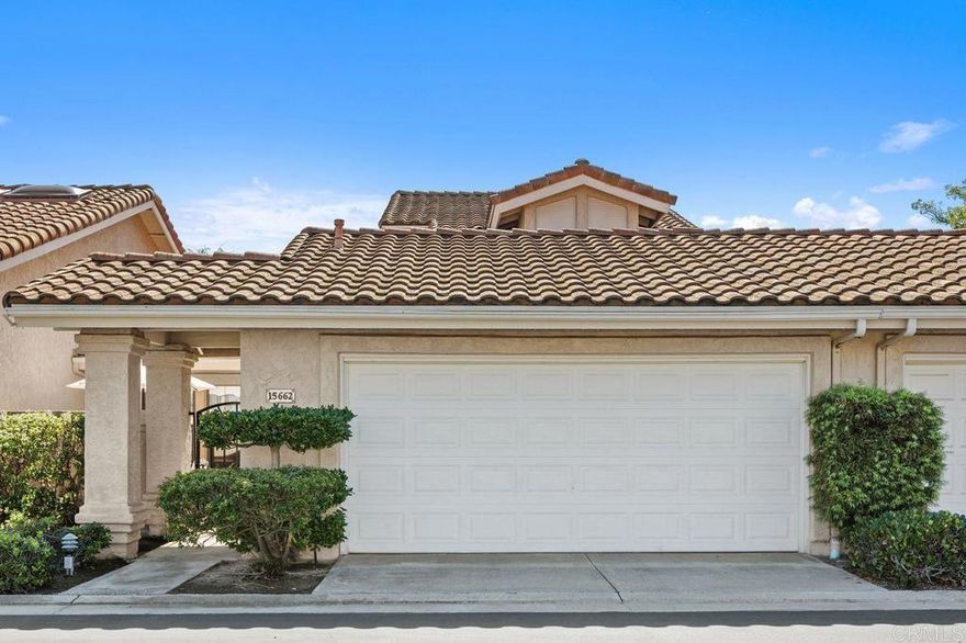 Welcome to this beautiful, light-filled two-story townhome in the Las Floras community of Bernardo Heights. This rare model feels like a single-family home, offering a spacious open floor plan with vaulted beamed ceilings, abundant natural light, and a cozy gas fireplace in the living room.  The kitchen features a charming breakfast nook that overlooks the private front courtyard. The home includes two primary suites, one upstairs and one downstairs, plus an optional third bedroom or office on the first floor along with a half bath and laundry closet. An additional room upstairs provides extra storage space.  Located on a private, quiet cul-de-sac with ample guest parking, this home offers both a front courtyard and a rear patio for outdoor relaxation and entertaining. The attached two-car garage provides direct entry to the courtyard.  Enjoy a low-maintenance lifestyle with HOA coverage that includes water, trash, roof, fencing, basic cable TV, and common area maintenance. As a Las Floras resident, you’ll have exclusive access to the Bernardo Heights Community Center, featuring two pools, a spa, tennis courts, a fitness room, billiards, newly added pickleball and basketball courts, and elegant lounge areas—all part of the vibrant country club lifestyle this community offers. Conveniently located just a short walk to Lucido Park, Bernardo Heights Middle School, and Rancho Bernardo High School in the highly acclaimed Poway Unified School District.