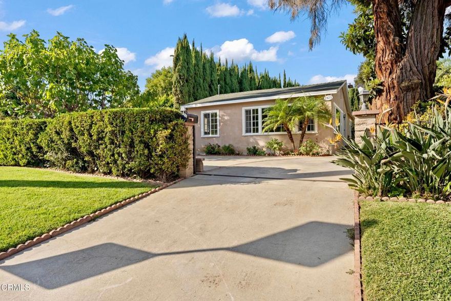 Enjoy this updated, clean, and peaceful single-level home in the quiet area of Southeast Pasadena.  The home is about 2/3 furnished, including the kitchen, providing just about everything you need (dishes, cups and glasses, cookware, flatware, and a few small appliances, utensils, and more!). Enter the home with its open floor plan, featuring a fully furnished living room and a formal dining area that includes an eight-chair table and a China hutch. Matching drapery in all windows of this living room and dining area. The Kitchen boasts ample cherry wood cabinets and pull-out drawers, accented by quartz countertops and decorative stone backsplash. Matching LG stainless steel appliances include a four-door refrigerator, five-burner convection oven, dishwasher, microwave, and rangehood.  The rear family room features a sliding glass door that leads out to a patio, an additional door to the driveway, a gas fireplace, and more. The master suite (furnished) with a 3/4 bath has a remodeled walk-in shower and a small walk-in closet with wood organizers. Central Air and Heat. The hallway has built-in linen storage. Bedroom #2 comes with a full-size bed, carpet, and a walk-in closet. The updated hallway bathroom has a shower over the bathtub and a pedestal sink. The third bedroom is at the rear of the hallway, providing additional privacy, carpet, mirrored closet doors, and is adjacent to the hallway bathroom. There is a large separate laundry room off the hallway with a folding counter, a soak sink, and a matching full-size side-by-side GE washer and dryer, and much more. The rear garage has been drywalled and converted into an exercise room, home office, storage, or whatever you desire it to be. There are two patios, a rear patio off the family room and a side patio off the laundry area. Ample tandem driveway parking for up to four cars.Ideally situated near various amenities, including an array of stores and restaurants in the East Pasadena business district. It is conveniently located near Pasadena City College, Cal Tech, Huntington Library, Old Towne Pasadena, the Rose Bowl, freeways, and Metro transportation stations.