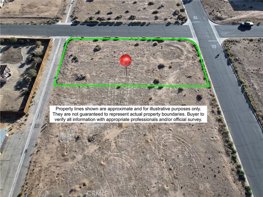 Prime 12,400+/- sq ft corner lot with paved street frontage, curb and gutter already in place, and a water hydrant on the corner. Located in an area of growth with new development just behind the property, this parcel offers outstanding potential. The Specific Plan zoning may provide flexibility for residential, multi-family, or even light industrial use, buyer to verify. Convenient access to Happy Trails Highway makes for an easy commute, while the surrounding mountain views create a great backdrop for future improvements. With the High Desert experiencing rapid growth, this is a smart investment opportunity you don’t want to miss.