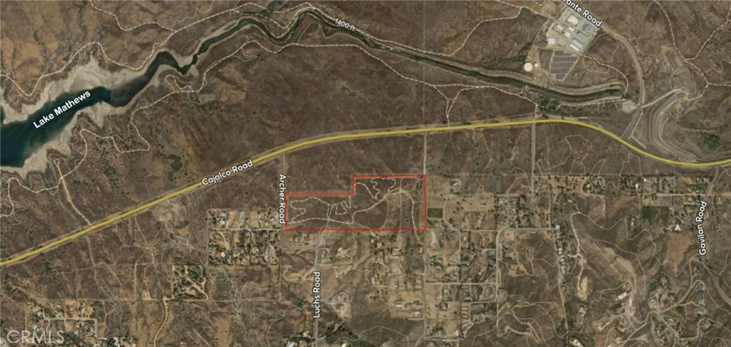 Gavilan Hills area, this property is an REO, beautiful 50 acres of slightly sloping property with view of Lake Mathews. Located right off Cajalco Rd. Property runs from Archer Rd. East to Loudenberry Rd. Off these 15 freeway East to Cajalco Rd and Archer Rd.