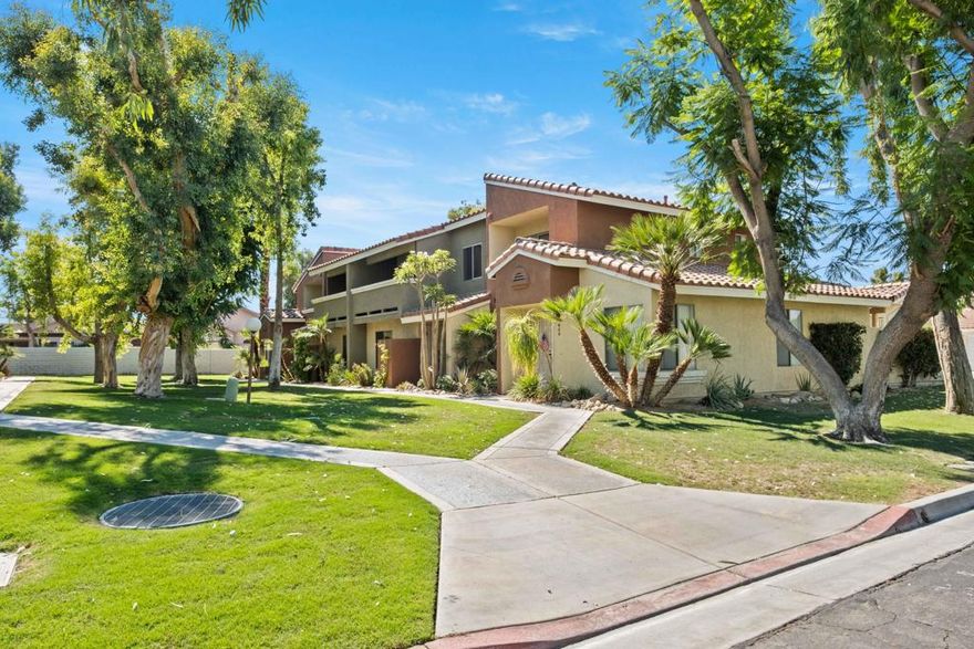 BEAUTIFULLY RENOVATED 3 BEDROOM/2 BATH CONDO W/2-CAR GARAGE located in the charming gated community of Mountain View Falls. Freshly remodeled, the two-story unit has new tile flooring downstairs, new vinyl flooring upstairs, new quartz countertops throughout, and new washer/dryer in garage. The ground level consists of living/dining room area, kitchen, 1 bedroom (or home office) and1 bathroom; second level has 2 spacious bedrooms and 1 bathroom. Kitchen comes with newer stainless steel appliances - refrigerator, stove, microwave and dishwasher. This gorgeous condo has a large private patio that leads to the 2 car garage. The community boasts tennis courts, basketball courts, 2 community pools/spas and a clubhouse. Trash & gardening are included with the lease. Tenant pays water, gas, electricity and cable. Conveniently located close to El Paseo restaurants and shopping, golf venues and 1-10 freeway.