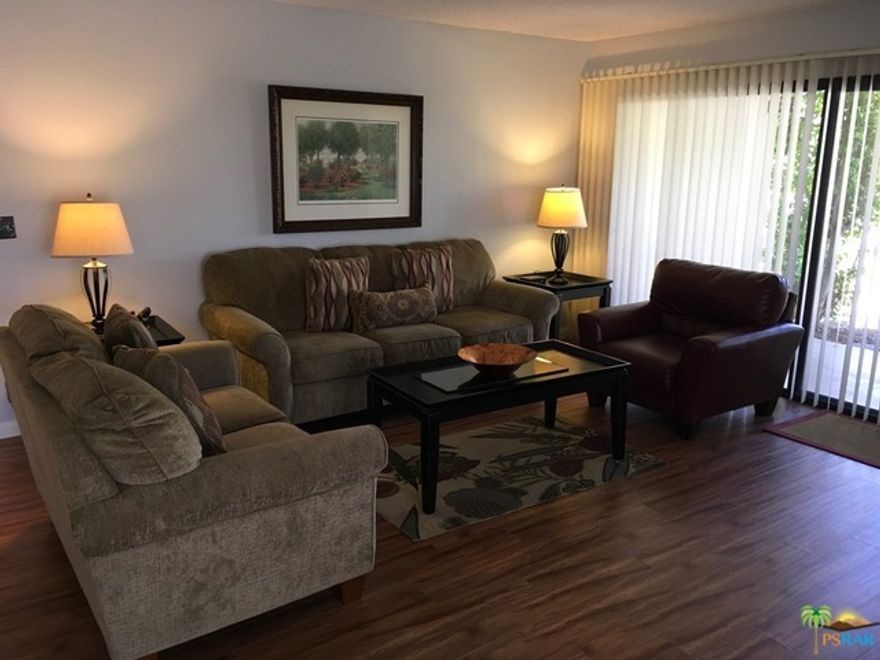 Lower level 3 Bedroom, 2 Bath end unit just steps from the sparkling pool & spa with two patios. A gated community in the South End of Palm Springs with two pools and spas and two tennis courts. Palm Villas (now called The Palms) is conveniently located close to downtown, restaurants and the airport. Furnished or Unfurnished furnished or unfurnished.