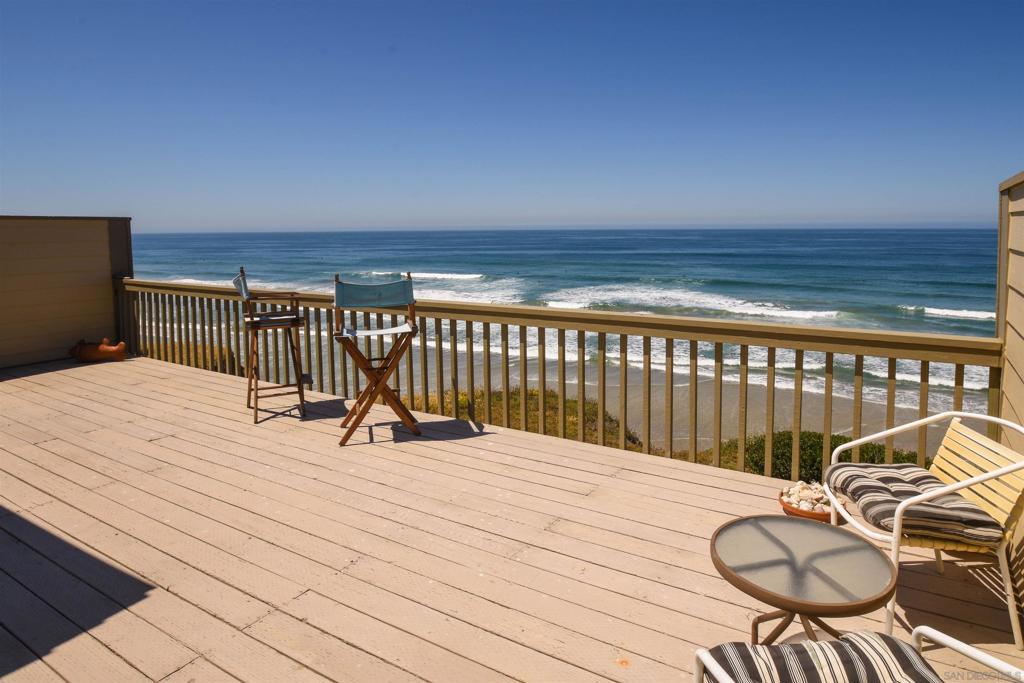 Premier oceanfront townhouse in Seabluff Village. Spectacular ocean & coastline views! Short term rental Available for the month of November to January 1st. Lease includes one bedroom, one bath approx 1,200 sq ft. (2nd bedroom locked) completely furnished including sheets & dishes. Outstanding oceanview from Living room, Dining Room. Original owner clean original condition, older furnishings, but all very neat and clean. Private patio off the front & private deck overlooking the ocean. Seabluffs has private stairs to the sandy beach below. Looking for a single person or couple to enjoy living at the beach for December 2023. Includes all utilities, cable, phone, water & SDG&E. No pets, No children, Non-smoker please.