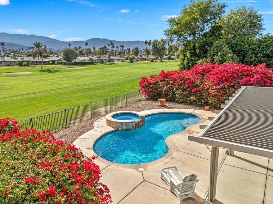 Welcome to this lovely 3 bedroom 2 bath pool home in Palm Desert Country Club where the mountain views, Sunshine and opportunity come together. The private backyard is an entertainers dream, featuring a stunning pool and spa overlooking the golf course with breathtaking mountain views and lush, mature landscaping creates a peaceful retreat. The home has expanded beyond its original footprint .. The original  sf reflects 966 sf , however city records indicate approximately 1800 sf ( buyer to verify square footage). There is a 3rd shower and sink in laundry room that you could easily convert to a 3rd full bathroom, The property is currently being professionally measured, and the updated  sf will be reflected in the MLS within the week. Palm Desert Country Club offers 2 community pools and a spa , a clubhouse and golf course with a restaurant and bar with live music from time to time. Within the community we have a basketball court, volleyball court, a kids park, dog park, hall that can be rented for events. It is ideally located near the Indian wells tennis garden, El Paseo our world famous street where you can shop and eat all day. Come see this wonderful home in Sunshine Land experience the lifestyle for yourself.