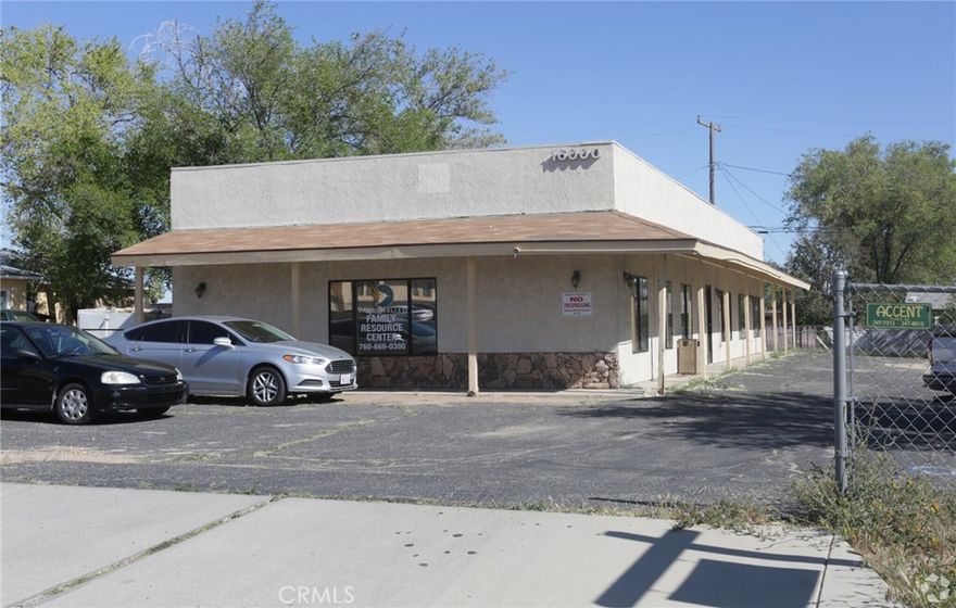 Well-Maintained Freestanding Office Building with Ample Parking in Hesperia’s C-1 Zoning District

16000 Yucca St is a single-story, 2,528 SF professional office building situated on a 0.24-acre lot in the heart of Hesperia’s commercial corridor. Built in 1985 and zoned C-1, this freestanding property offers flexible office use opportunities for medical, professional, or service businesses.

Featuring a clean and efficient layout, the building offers multiple private offices, a reception area, and a breakroom, ideal for owner-users or investors seeking a well-located property in a growing High Desert market.

The property includes 10 dedicated surface parking spaces (approx. 3.96/1,000 SF ratio), providing excellent accessibility for clients and staff. With a Floor Area Ratio (FAR) of 0.24, there may be potential for expansion or future development (buyer to verify with city). Current tenant's lease is Month to Month.