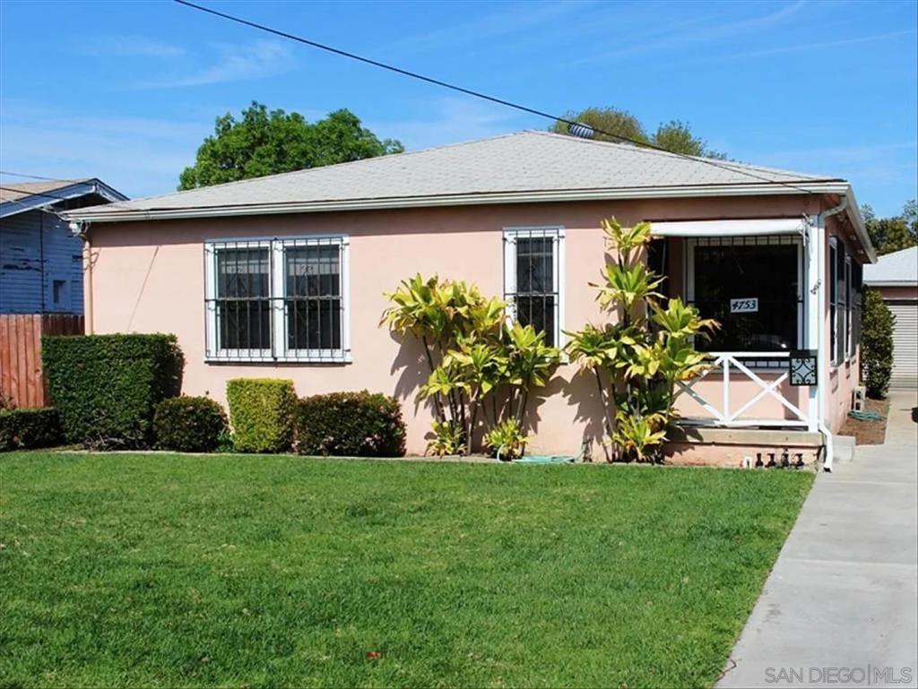 Near SDSU, this 7,500 sq. ft. lot property has tons of potential for an ADU to be built on the large, level rear yard. This home features gleaming original wood flooring, a remodeled kitchen with eat-in area, updated dual-pane windows, and ceiling fans in all bedrooms as well as the sizable central living room. To the side of the house is a huge detached 2-car garage. Adjacent to the rear of the home is a 22' x 21' enclosed and covered patio living space.