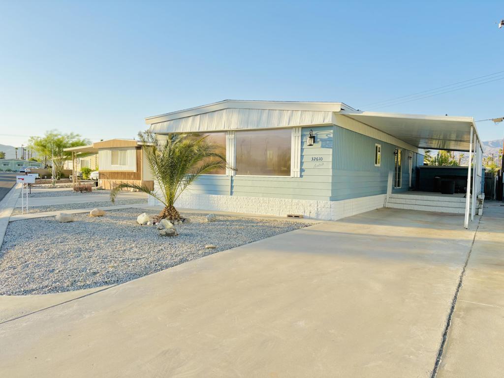 Beautifully Updated Double-Wide in the 55+ Community of Tri Palm Estates & Country Club with Breathtaking Mountain Views!Welcome to your dream retirement retreat! This beautifully updated double-wide mobile home offers modern comfort, stylish upgrades, and a serene setting in a friendly 55+ community. Enjoy cooking in your updated kitchen perfect for entertaining or quiet nights at home. Both bathrooms have been completely updated with brand new master shower, fixtures, and modern finishes, offering spa-like comfort and convenience.The spacious living room is a highlight, featuring large windows that showcase a stunning, unobstructed view of Mount San Jacinto, a daily reminder of the beauty and tranquility that surrounds you.Beyond your front door, the community offers resort-style amenities including a pool and spa, a clubhouse, Tennis/Pickle Ball courts and free unlimited golf for deeded owners--perfect for staying active and social year-round.Don't miss this opportunity to own a move-in-ready home with top-tier upgrades and access to everything this vibrant 55+ community has to offer.
