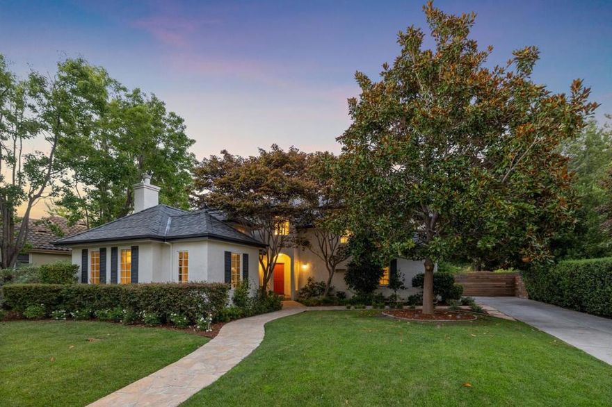 Tucked away in the heart of bucolic Vintage Oaks, this turnkey 5 bedroom plus office, 3.5 bath residence is perfectly poised for a dynamic Mid-Peninsula lifestyle. Elegant living room with separate reading alcove. Sophisticated dining room. Sleek kitchen-family great room, with soaring ceilings, overlooks the beautiful rear yard. Gourmet chef's kitchen, with gleaming counters, abundant cabinetry, center island, top appliances & casual dining space, is the ultimate venue for social meal preparation. Stunning exterior spaces include a dining terrace, swimming pool, gas firepit, outdoor shower & expansive lawn. 4 total upstairs bedrooms include a lavish primary suite with a spa-inspired bath with soaking tub, shower & dual vanities. Main level guest suite. Separate home office. Lower level offers a gym & recreation/media room with wet bar. 2-car garage, solar, EV charger & countless other amenities. Top Menlo Park schools. Close to Downtown Palo Alto, leading tech campuses & Stanford.