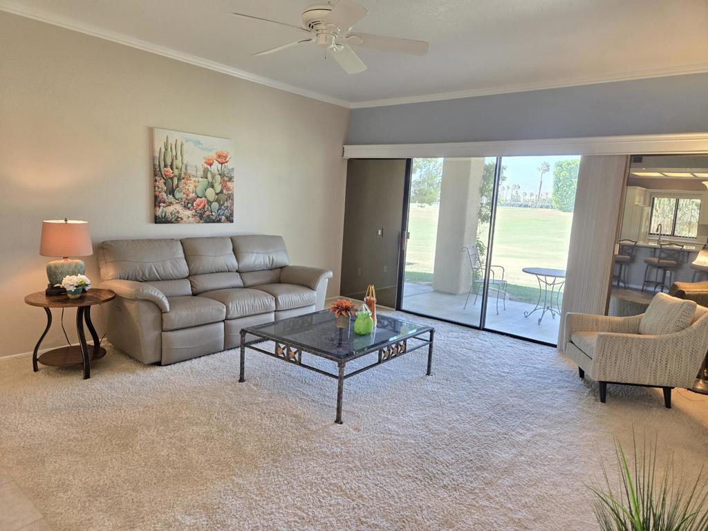 The perfect desert retreat in the heart of Desert Princess. Enjoy this 2-bed, 2-bath condo that invites you to sit and relax with friends on the private patio. Kitchen has been remodeled and has plenty of storage, and a nice open concept feel to the living room. This split master has separation for privacy while hosting your friends & family! The perfect desert get-a-way, vacation rental or both! Make this desert condo yours today and spend the winters in Paradise!Land Lease extended to 2069, monthly ground rent is $215.89.The Desert Princess has an affordable 27-hole PGA Championship golf course, no Tee-time lotteries, no initiation fees, rated among the best in the valley by GOLF DIGEST. This quiet community is away from the noise yet minutes from everything that is in Palm Springs; restaurants, shopping, casinos, an international airport, the Tramway, Art Museum, Theaters, and the Street fair.Restaurant on site. Health and fitness center on site.