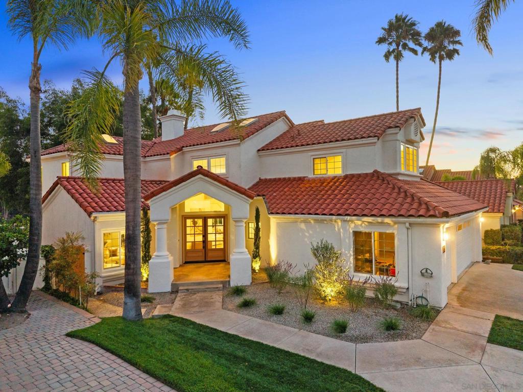 This stunning home sits on a private lot with serene golf course views and has been beautifully remodeled with designer finishes inside and out. From the moment you step through the grand entry, soaring ceilings and natural light create a warm, inviting atmosphere that flows effortlessly throughout the home. The heart of the property is its chef’s kitchen — a showstopper with professional-grade appliances, custom cabinetry, a generous island, and an open design that connects seamlessly to the family room and breakfast area. Whether you’re hosting a gathering or enjoying a quiet evening by the fireplace, every space is designed for comfort and connection. Downstairs, you’ll also find a formal living and dining room, a guest bedroom with a full bath, and a convenient laundry room. Upstairs, the primary suite takes center stage with vaulted ceilings, a sitting area, cozy fireplace, spa-like bathroom, and unobstructed views of the fairways. Two additional bedrooms and another full bath complete the second level. The backyard is equally impressive — a lushly landscaped retreat with a great outdoor patio and a backdrop of open golf course greenery that makes entertaining or relaxing effortless. From weekend barbecues to sunset gatherings with friends, the backyard provides the ideal setting for seamless indoor-outdoor living. Living here means more than just a beautiful home: you’ll have access to the Bernardo Heights Club with swimming, tennis, pickleball, fitness, and more. All of this within minutes of top-rated schools, shopping, dining, and easy freeway access.