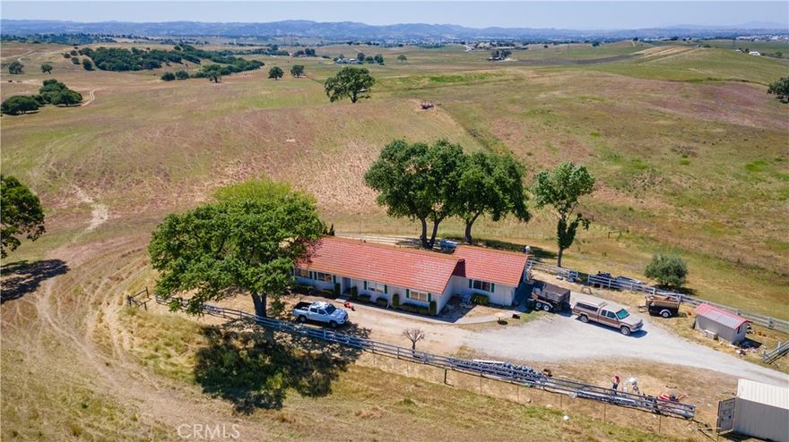 This 450-acre property has it all and is very conveniently located within 7 miles of downtown Paso Robles. There are many oaks scattered throughout, there is a lot of gently rolling terrain, there are oak tree covered sidehills and panoramic views in every direction. A large portion of the property has been dry farmed over the years. It's probably one of the nicest larger acreage parcels I've been on in several years. The house is a basic, dated farmhouse built in 1977 and has been occupied until April 25, 2024, and has it's own well and septic system. There was a mobile home permitted on the property in 2005 and been subsequently removed. The well and power for the mobile site are still in place. The title company has found 9 certificates of compliance on the subject property and are part of the legal description. The perimeter of the property has been surveyed and is fenced. The property is currently in the Williamson Act, Agricultural Contract with 160-acre minimum parcel sizes. Hidden Acre Lane is 60 feet in width and is part of this ranch ownership from the property entrance to Union Road. The southern border of this property shares a boundary in common with Dresser Ranch.