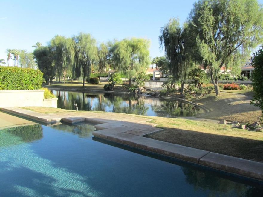 Stunning southern views overlooking a private pool, lagoon and wrap around mountain views. Sought after Troon floor plan (2568 sq. ft.) with two primary suites plus den (3rd bedroom). Offering formal living and dining rooms, separate family room, upgraded kitchen with island and a breakfast nook. A great location in the heart of Indian Wells.  This is an unbelievable value ..