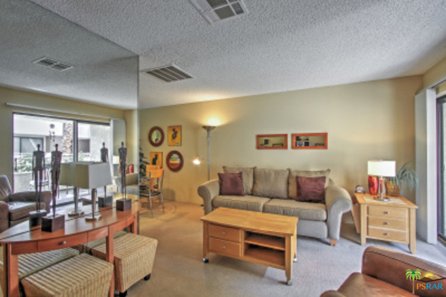 Great 1 bedroom condo at the Biarritz. Close to downtown, this condo has covered gated parking, laundry in the building, 2 patios, one overlooking the pool and tennis. Close to everything Palm Springs has to offer...dining shopping and nightlife.Available December and January and after April 1st .Price in current listing is for summer rate, season rate is about $2100 per month depending on month and length.February and March are rented. Call for summer rates. Owner is a Realtor.