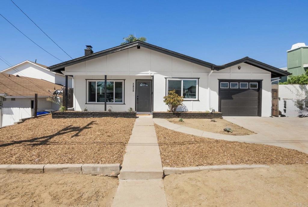 Welcome to 3428 Robin Street, a beautifully updated San Diego home offering comfort and opportunity. Inside, enjoy a freshly renovated kitchen, new luxury vinyl flooring, and modern finishes throughout. A cozy fireplace and new heater create year-round comfort. The highlight is the large backyard, complete with a mature orange tree, pomegranate tree, and plenty of space to garden, entertain, or expand. This oversized lot offers endless possibilities for customizing your outdoor lifestyle. Conveniently located near shopping, dining, and freeway access, this home combines modern upgrades with everyday convenience. Move-in ready and filled with charm, 3428 Robin Street is waiting for its next chapter! NO HOA, FHA & VA WELCOMED!