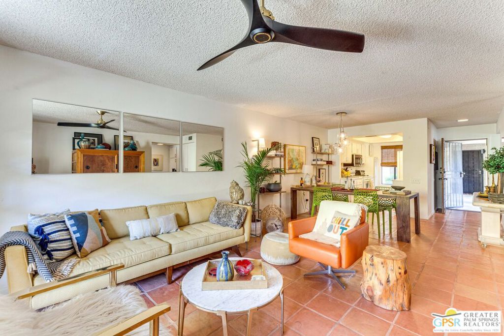 Beautiful 2BD/2BA condo in highly desirable South Palm Springs location, nestled at the base of Indian Canyon with stunning mountain views. Located in a quiet, well-maintained community offering resort-style amenities: pools, spas (hot tub just steps from unit), tennis courts, gym, and clubhouse. The unit features a spacious living room, fully equipped kitchen, and private patio perfect for relaxing. Just minutes from ACE Hotel, Indian Canyons hiking, Moorten Botanical Garden, and the Palm Springs Art Museum. Reserved parking and on-site laundry included. Ideal for seasonal or long-term rental. No smoking. Call for availability.