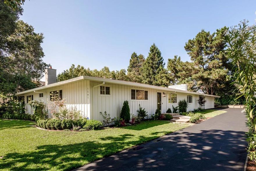 Incredible opportunity to own a classic California ranch style home on an oversized lot (20,800) sf) in one of Palo Altos most sought-after neighborhoods. This spacious single-story home features an open floor plan with a light filled great room opening to a beautiful terrace and expansive, private backyard with lush landscaping. The layout is ideal for today's lifestyle and entertaining. The well-maintained home has refinished white oak floors throughout, forced air with AC, and fresh paint. Enjoy cooking in the updated kitchen with granite counters, tile backsplash, premium stainless steel appliances including Viking range, Subzero refrigerator, and wine cooler. The bedroom wing features an ensuite primary bedroom with brand new bathroom and two other gracious bedrooms with a Jack and Jill bathroom. A separate laundry room / mud room and half bath are located between the kitchen and garage. There is an additional room located off the one car garage which is perfect for a home office or gym. Theres ample storage throughout. This home is within close proximity to top rated schools, Stanford University, parks, and vibrant downtown Palo Alto with shops and restaurants.