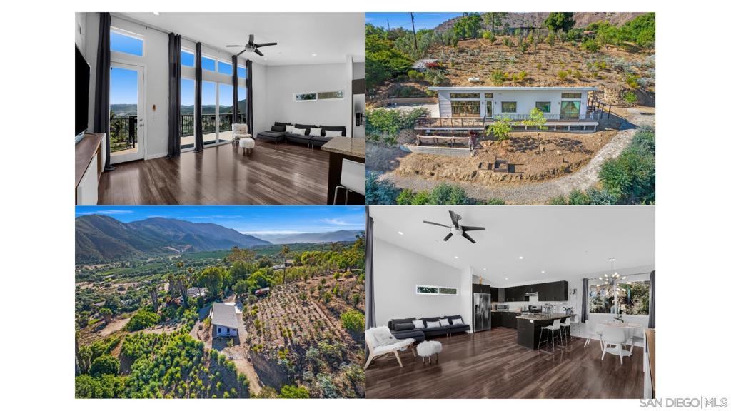 Welcome to your private sanctuary perched above Pauma Valley! Built in 2017, this stunning 3-bedroom, 2-bath custom home blends modern comfort with serene natural beauty. Tucked away on a quiet private road, 15204 Topa Rd offers breathtaking panoramic views of the valley, mountains, and endless sunsets—all from your front porch. Over 1000 plants of 3 different types of Eucalyptus and Avocado trees, lemon trees, Fig and Nectarine trees. RV trailer tucked away (potential rental revenue) or personal use. Step inside and discover an open-concept floor plan filled with natural light, high ceilings, and designer finishes. The spacious kitchen features granite countertops, stainless steel appliances, and ample cabinetry—perfect for entertaining or peaceful nights at home. The primary suite is a retreat of its own, complete with a spa-inspired bath and walk-in closet. Outside, you'll enjoy true California indoor-outdoor living with expansive patio space ideal for gatherings, morning coffee, or simply soaking in the tranquil surroundings. With no neighbors in sight, this is the ultimate private getaway while still being just minutes from local amenities, wineries, and casinos. Whether you're looking for a full-time residence or a weekend escape, this home is a rare opportunity to own a piece of paradise in one of San Diego’s most scenic locations. Don’t miss your chance to experience Pauma Valley living at its finest!