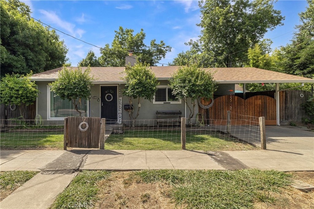Welcome to this bright and inviting 2-bedroom, 1-bathroom Chico charmer! With 1,024 square feet of thoughtfully designed living space, this home combines classic charm with modern updates, making it perfect for first-time buyers, investors, or anyone looking to enjoy the best of Chico living.
Step inside and be greeted by a beautifully remodeled kitchen featuring updated cabinetry, sleek countertops, and stainless steel appliances. Perfect for cooking and entertaining! Natural light pours through large windows, highlighting the home’s warm, welcoming feel throughout. Enjoy a shady, peaceful backyard complete with raised garden beds, a new sprinkler system, and a delightful mix of fruit trees that is ideal for relaxing afternoons or your own mini farm. An attached carport offers convenient enclosed parking and extra storage space. Located just blocks from Downtown Chico, Chico State, and Bidwell Park, this home makes it easy to walk or bike to your favorite restaurants, campus events, or the scenic trails of One Mile Park. Don't miss your chance to own a little piece of Chico charm!