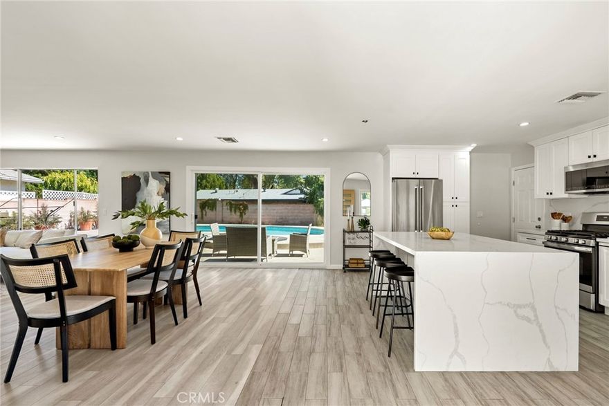 Come see this beautiful remodeled home in the desired area of West Hills! 3 beds and 2 baths, just under 1,400 sqft of living space on a nearly 8,000 sqft private lot. Perfect open layout filled with natural light. The Chef's kitchen with a center island showcases luxury living with the finest finishes and opens to the family room. The private backyard with a large grassy area is perfect for entertaining, while the sparkling large pool and lush landscape make it feel like a resort. Two attached car garage , epoxy floors and AC unit. Garage can be easily concerted to an ADU with a separate entrance and his own backyard for additional income. Located on a quiet and beautiful street. This one won't last!