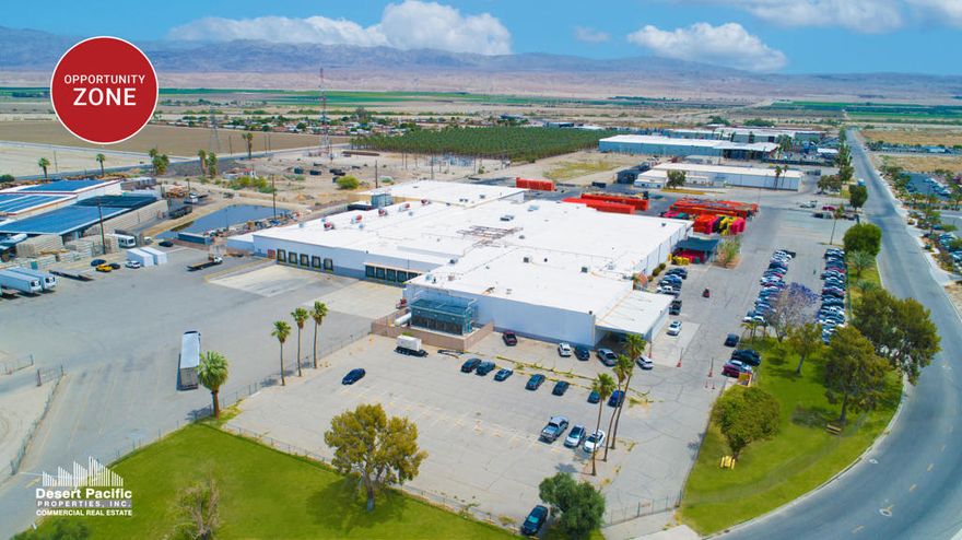 212,000 SF Agricultural Facility on 25 acres consisting of 175,225 sf warehouse and processing facility with 38,104 sf sprinklered canopy. Property Use: Refrigerated agricultural processing facility. Building Size: +/- 212,000 sq. ft. Plant 1: 85,898 sf & 9,000 sf canopy with sprinklers. Plant 2: 56,737 sf & 8,544 sf canopy with sprinklers. Plant 3: 32,590 sf & 20,560 sf canopy with sprinklers. 25 Acres paved & fenced. In Opportunity Zone with potential tax incentives. Close proximity to Expressway 86 and the Interstate 10. Please call (760) 360-8200 to schedule an appointment to tour the property. Brochure & OM can be downloadable in the 'Document' tab.