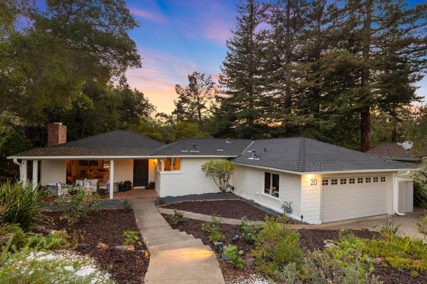 Nestled at the end of a quiet cul-de-sac, this single-level mid-century home offers privacy, sunshine, over nearly 15,000 sqft of level and usable land. This incredible home blends timeless style with modern updates including fresh paint, new LVP flooring, and updated lighting. Inside, an open living-dining area creates easy flow for gatherings, while 4 bedrooms and 3 baths provide flexible space for family and friends to make memories of a lifetime. Large windows invite natural light and views of mature oaks, redwoods, and fruit trees into your daily serenity. The expansive yard offers room to garden, play, or entertain in the "my secret garden" setting and natures soundtrack. Ideally situated between Redwood City and San Carlos, this beauty delivers the rare combination of mid-century charm, single-level living, and a generous private lot, all within walking distance to the best living offered on the peninsula!