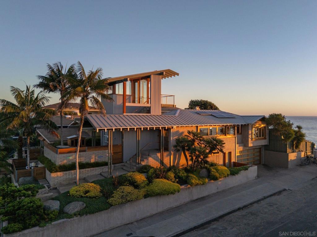 Commanding Oceanfront Panoramic Views accentuate this Stunning Architectural Award-Winning Leucadia Masterpiece from architect Steven Lombardi. 3 BD + Optional, 3 BA, 2,217 sqft of Private Living Space including 2-Car Garage and Owned Solar. Designed eloquently with a Custom Mix of Select Woods, Metals, Stone, and Oversized Glass. The Residence features Seamless Indoor-Outdoor Living, Multiple Ocean-View Vantage Points, a Private Day Spa equipped with a Waterfall Jacuzzi, an Infrared Sauna, and an Outdoor Shower with convenient access to Stonesteps Beach. The Bluff-Top View Deck crowns the property with 360-degree Panoramas of Whitewater, Sandy Beaches, Downtown Encinitas, and Breathtaking California Sunsets. All within walking distance to Multiple Beach Access Points, Shops, Premier Farmer’s Market, Nightlife, and Dining along one of North County’s most Coveted Streets.