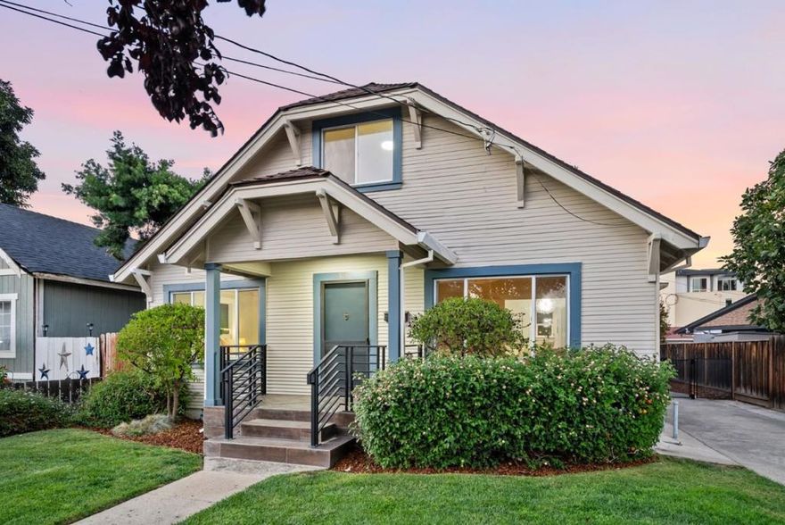 Lovingly remodeled with unparalleled walkability, just steps from the Sunnyvale Farmers Market, Whole Foods, dozens of elite restaurants, and a growing array of diverse entertainment venues (such as Tipsy Putt and a Dine In Movie Theater), coffee shops, and retail options in the rapidly expanding Murphy and McKinley Avenues Corridor, this classic Craftsman with modern updates offers a main level with two bedrooms, one and a half fully remodeled bathrooms, a traditional living room, entry to a basement with additional storage space, laundry room, and a fully remodeled kitchen with new cabinets and appliances, stylish quartz countertops, full backsplash with Craftsman-appropriate subway tile, and in ceiling LED lighting.   Two spacious bedrooms upstairs, waiting for Jack-and-Jill bath or combining into one jaw dropping ensuite.  The backyard refuge offers impeccable privacy, thanks to its surprising depth (with ample room for rearward expansion) and natural tree-covered canopy.   A one-car garage (currently used as a storage room) and deep driveway provide ample off-street parking, and a professionally installed Trex deck with stylish and robust iron railing, which spans the full width of the house, offers ample space for outdoor relaxation, entertainment, and dining.