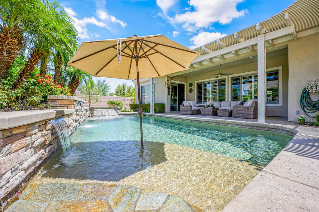 Welcome to 81297 Camino Sevilla, nestled in the highly sought-after 55+ Sun City Shadow Hills community. This stunning turnkey furnished home is ready for this season and offers the perfect blend of comfort and resort-style living. Boasting 2 spacious bedrooms with a den for additional sleepers and 3 luxurious bathrooms, this residence is designed for both relaxation and entertaining.Step inside to discover an open-concept living area filled with natural light, stylish furnishings, and modern finishes. The gourmet kitchen features sleek appliances and ample counter space, making it a chef's dream. Each bedroom is a private retreat, with generous closet space and spa-inspired bathrooms.The backyard is your personal oasis--enjoy a sparkling pool and soothing hot tub, perfect for unwinding or hosting gatherings under the desert sky. Lush landscaping and a covered patio create an inviting outdoor living space.Living in Sun City Shadow Hills means access to world-class amenities, including championship golf courses, tennis, pickleball, fitness centers, clubhouses, and vibrant social activities. Don't miss your chance to lease this exceptional home--book your seasonal stay and start living the resort lifestyle today! Booked Jan-March 2026.