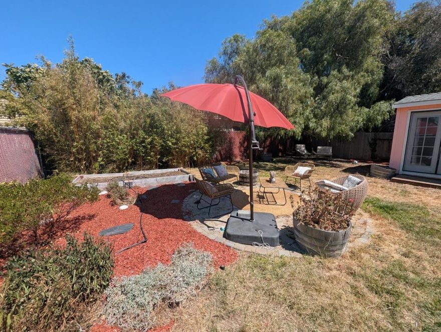 Charming one-story home with two bedrooms and one bath, 955 square foot home + backyard office unit.  Galley kitchen with wood cabinets, gas range and stainless-steel appliances that give a modern feel.  Lovingly landscaped large backyard with fruit trees and a finished detached home office to use as your home office or personal retreat.  Washer/Dryer in garage.  Close to local schools, restaurants, public transportation, BART and 580 freeway.  Garbage included in the monthly rent.  Tenants responsible for all other utilities. 6 minutes from Bart station, 1 mile to Wildcat Canyon Regional Park, 9.9 miles to UC Berkeley, 12.5 miles to Oakland, 18.5 miles to San Francisco.955 square foot home with large backyard and a separate 120 square foot office with ethernet connection for high speed internet access. Two bedroom, one bathroom in North & East neighborhood, with a newly built backyard office/studio space perfect for working remotely or for hosting a private practice (therapists, art teachers, etc.) Central heating, gas fireplace, new appliances (2023), 1 car garage, large backyard with a small stone patio, functioning irrigation/watering system, very large pepper tree, multiple producing fruit trees and plenty of space for gardening. Available for 1 year lease.