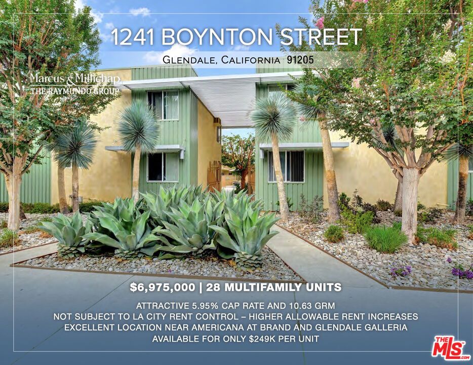 This offering provides investors with a rare opportunity to secure a rather substantial footprint within Glendale, as only six properties of this size have sold within the city over the past three years. Due to the fact that the property subject to AB 1482, a new owner may be able to recapture the rent upside and keep pace with improving rent growth via higher allowable rent increases, when compared with other assets subject to Los Angeles rent control. The property benefits from its proximity to the high-end shopping and dining destinations nearby -- notably the Americana at Brand and the Glendale Galleria -- while providing tenants with a more peaceful and serene atmosphere near the Adams Hill neighborhood, removed from the densely urban neighborhood in Downtown Glendale. Residents also enjoy access to the nearby boutiques, coffee shops, and restaurants in historic Adams Square, just blocks from the property.
