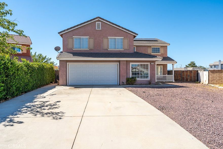 Welcome to your holiday dream home at 11477 Palisades Ct, tucked away in the cheerful community of Adelanto, CA. This spacious 6-bedroom, 3-bathroom residence is the perfect place to gather loved ones and create lasting memories all season long.

Step inside and be greeted by a flowing, open floor plan that feels as inviting as a crackling fireplace on a winter evening. Sunlight fills the expansive living spaces, wrapping every room in warmth and joy—perfect for hosting holiday dinners, cozy movie nights, or festive get-togethers with family and friends.Each of the six bedrooms offers its own cozy retreat, with plenty of space for sleepovers, playtime, or a quiet corner for reading. At the heart of the home, the chef’s kitchen is ready to serve up feasts big and small, with modern appliances, generous counter space, and ample storage for all your holiday goodies. The adjacent dining area is the ideal setting for laughter-filled meals and seasonal traditions. Hosting family this season? No problem this home offers a welcoming two-bedroom, one-bath suite downstairs, perfect for in-laws or holiday guests! The master bedroom features a spacious walk-in closet plus an additional closet for extra storage.

Step outside, and the festivities continue in the large backyard. Whether it’s splashing into the sparkling 12 ft pool on a sunny California holiday break or firing up the grill for a festive gathering, this outdoor haven is built for celebration. Host unforgettable gatherings with a custom outdoor pizza oven, perfect for al fresco dining, and a versatile shed offering extra space for hobbies or storage. Plus, the energy-efficient solar panel system means you’ll enjoy big savings—leaving more room in the budget for gifts and gatherings. Nestled at the end of a peaceful cul-de-sac. A long, private driveway offers a peaceful sense of seclusion. Enjoy the convenience of having everyday essentials just minutes away—with a Stater Bros market for your grocery runs, Walmart for all your household needs, and a Starbucks around the corner for your favorite morning pick-me-up. Conveniently located near Highway 395 for easy commuting. With its spacious design, thoughtful layout, and holiday-ready warmth, 11477 Palisades Ct is where High Desert sunsets meet cozy family moments—making every season feel like home! Don’t miss your chance to unwrap this Adelanto gem! Upgrades to the home include Brand-new water heater recently installed! -Home is virtually staged.