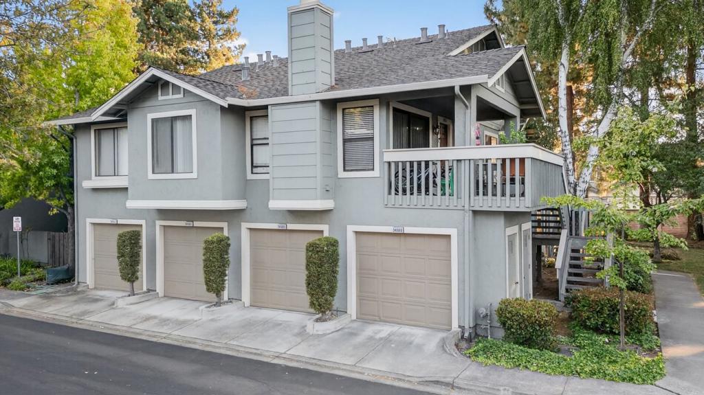 Welcome to a charming residence located in the thriving city of Fremont. This home, located in the upscale Ardenwood community, offers 2 bedrooms and 2 full bathrooms, with a total living space of 1,069 square feet. The kitchen is well-appointed with granite countertops, a dishwasher, garbage disposal, microwave, electric oven range, and refrigerator, making it a functional hub for culinary enthusiasts. Enjoy dining in the cozy eat-in kitchen area. The adjoining sliding door transports you to the outdoor patio for extra relaxation and entertainment space. The freshly-painted interior features a blend of modern carpet and laminate flooring, complemented by a vaulted ceiling that adds a sense of spaciousness. Cozy up by the fireplace in the living area, providing warmth and ambiance. The home also boasts central air conditioning and heating for year-round comfort. Laundry is conveniently located in the attached garage, which provides one parking space and extra storage shelving. An additional assigned outdoor space is also available. Additional amenities include access to a community pool. This property falls within the Fremont Unified School District. Experience comfortable living with all these amenities and features in this vibrant neighborhood.