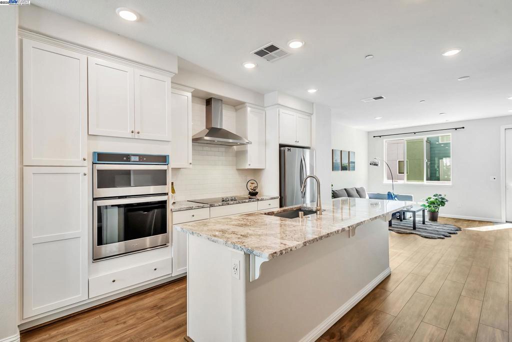 2019 built, 3B3.5B townhome, 1,564 Sqft. Tucked away from the main road for added privacy. Two-car side-by-side garage. Three en-suites (each bedroom comes with its own bathroom). Owned solar panels for energy efficiency. Kitchen with stone countertops and stainless steel appliances. Spacious master bedroom with two walk-in closets. Balcony and open-concept living space on the 2nd floor. Central water softener system. Community dog park and BBQ/picnic area. Walking distance to McKee Light Rail Station (VTA). Close to H-Mart, Costco, Ranch 99, Target, Sprouts. Easy access to highways 680, 101, and 880.
