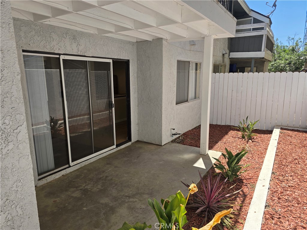 Nicely Remodeled Apartment unit, features large living room area & kitchen with granite counters, 2 bedrooms, 1 bathroom, connected Washer & Dryer inside the apartment. Water & Trash are covered by the rent. A fenced-in open patio off living room. A roofed parking space. Close to shopping, and easy access to freeway.