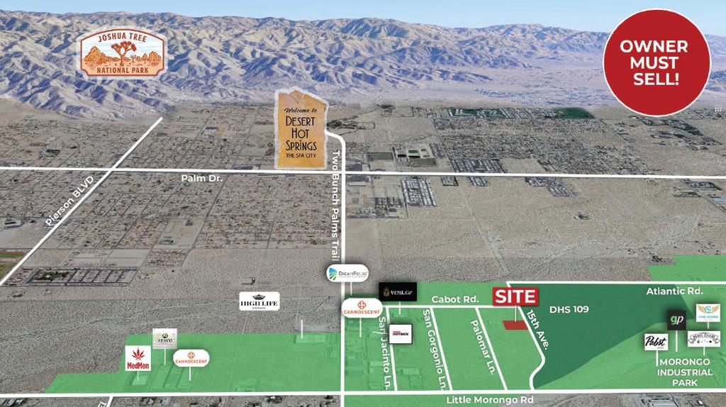 ■ Previously sold in 2017 for $275,000■ Lowest priced parcel in the Industrial zone■ Desert Hot Springs is the #1 location in Southern California with over 1,400 acres zoned for unlimited cannabis cultivation,extraction, and manufacturing with CUP■ Ideally located next to Palm Springs and has close I-10 access to serve all of Southern California■ Located in the Desert Hot Springs Industrial Park