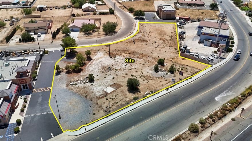 Positioned at the strategic intersection of Mariposa Road and Interstate 15
This ±1.48-acre parcel offers unparalleled visibility and accessibility
Utilities: Water, Electricity, Sewer, & Telephone (Buyer to verify)
C2 zoning permits a wide range of commercial uses, including retail, automotive, hospitality, and more
Close to Victor Valley Mall and major retail outlets, enhancing consumer draw
Area is populated with hotels, restaurants, and retail establishments, indicating a thriving commercial environment
Hesperia is experiencing significant growth, with increasing demand for commercial spaces driven by population growth and economic development