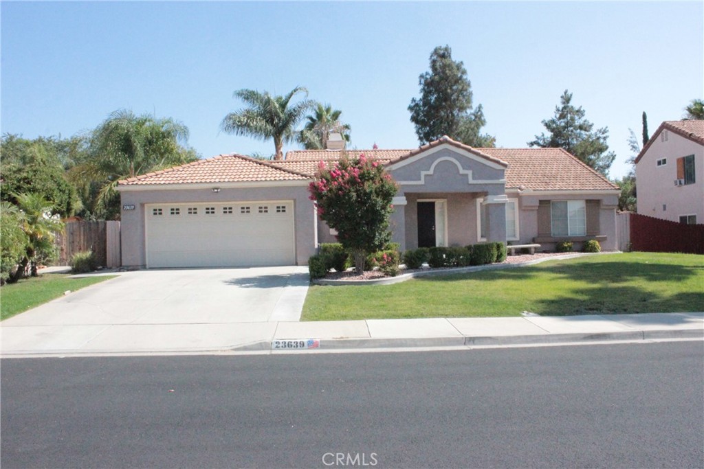 Welcome to 23639 Lake Village Dr. in the City of Moreno Valley, centrally located and close to Moreno Valley College and UCR. This SINGLE STORY gem boasts 4 bedrooms,2 baths, and a versatile office or 5th bedroom with convenient access to the family room area. Floor features ceramic tile and carpet. Elegant open floor plan with a formal family room and dining area, with a cozy fireplace. New carpet and fresh paint enhance the home's appeal, while stainless steel appliances complement the Corian counterjavascript:__doPostBack('m_rpPageList$ctl06$lbPageLink','')s in the spacious kitchen. Enjoy breakfast at the counter/bar or dine in the formal areas. The two-car garage, laundry area at the garage, and extensive landscaping are just a few of the practical and aesthetic touches. Oversized master bedroom awaits with a closet, dual sinks, and a garden tub. Three additional large bedrooms are next to each other. The property sits on a large lot, perfect for entertaining or relaxing. Located in the coveted SUNNYMEAD Ranch master planned community, residents have access to a plethora of amenities, including fishing, boating, pool, spa, gym, private children's playground, clubhouse, barbecue spots, and tennis and basketball courts. This is more than a home; it's a lifestyle. Make 23639 Lake Valley Dr. your haven in this thriving community!