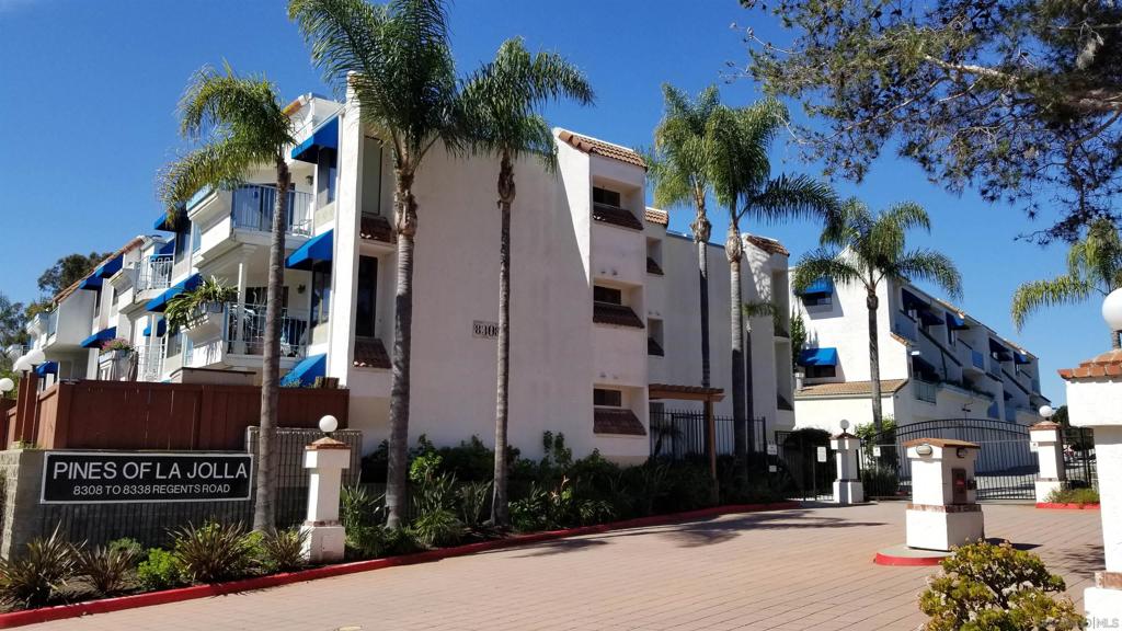 Available now for immediate move-in! 2 bedroom, 2 bath, 2 assigned covered parking stalls. 900 Sq ft. In the gated Pines of La Jolla development. Bright, top floor unit with high ceilings and skylights providing natural light. Fantastic views from bedrooms and balcony. Kitchen includes refrigerator, range, microwave, and dishwasher. Ample storage space above closets. Amenities include community pool, sauna, and BBQ area. Conveniently located near UCSD campus, UTC shopping mall, and easy access to 5 and 805 freeways. Across the street from Doyle recreation center and community park. Less than a block away from city bus stop. Water and trash included. Tenant pays electricity and internet. Laundry coin-op. No Pets, No Smoking. Minimum 1 year or longer lease.