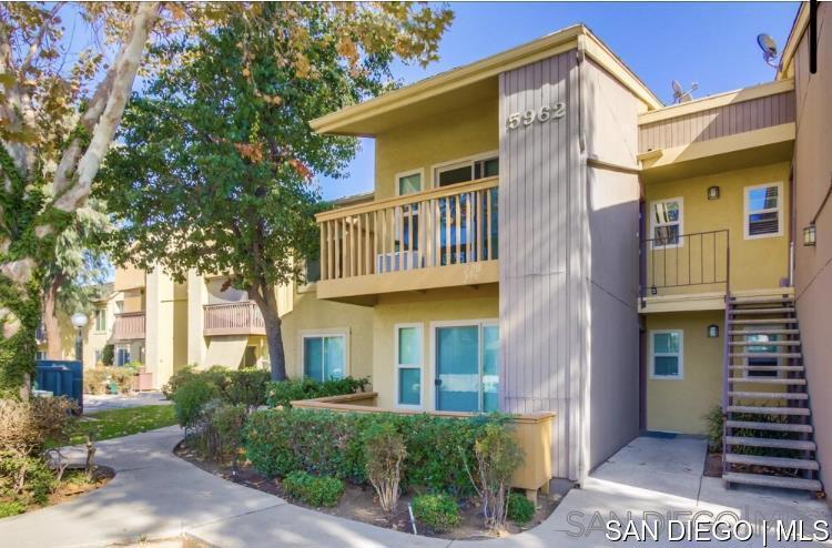 Charming 1BR/1BA Upstairs Condo in Rancho Mission Villas Mission Valley Discover this bright and inviting 1-bedroom, 1-bathroom upstairs condo nestled in the desirable Rancho Mission Villas community. Thoughtfully maintained, this home features a functional floor plan, a private balcony, and serene views in one of Mission Valley Easts quieter pockets. Interior Features: Open-concept living and dining area filled with natural light Warm tile flooring throughout Efficient window A/C unit Kitchen with ample cabinetry and countertop space Full bathroom with clean finishes Community Highlights: 2 Resort-style swimming pool and spa Tennis courts and a well-equipped fitness center Clubhouse with multi-purpose room and billiards Manicured landscaping and walking paths On-site laundry close to the unit Front gate with security for added peace of mind Parking: One assigned space One additional permit for second vehicle Additional Details: HOA dues: 433/month (owner-paid) Close distance to Snapdragon Stadium, SDSU Aztec Stadium, and the Trolley Close to Fashion Valley, Mission Valley Mall, grocery stores, restaurants, and fitness centers Quick access to major freeways just 10 minutes to beaches, downtown, and more