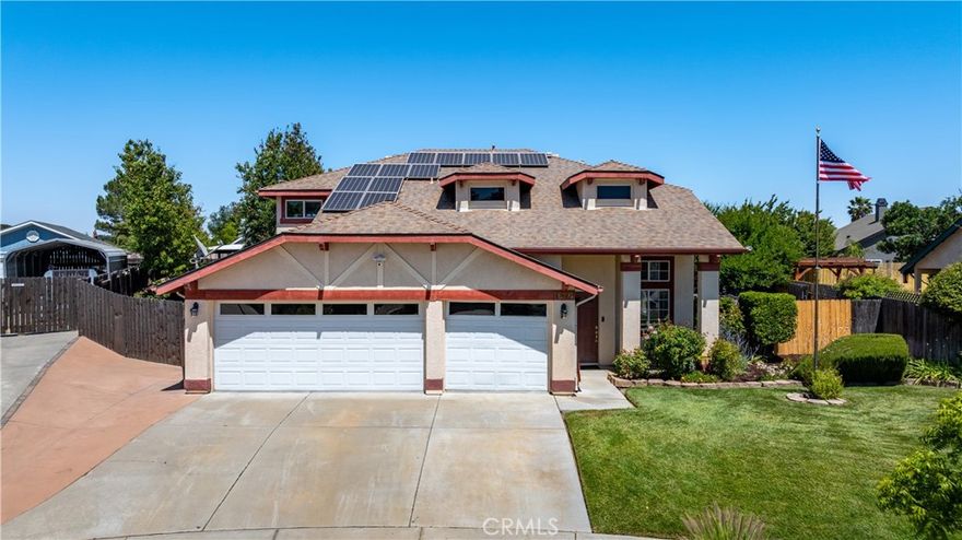 The family has been raised, and now its time for this wonderful home to be filled with new memories! Welcome to 1678 Bella Vista, nestled on a quiet 

cul-de-sac in Paso Robles. With a fully landscaped front yard that invites you into this 4 bdrm, 3 bath home. The front room has high ceilings, hardwood floors & windows that fill the space with natural light. Just beyond is the kitchen with updated appliances, and is open to the den with its cozy fireplace creating a welcoming hub for daily life, entertaining, or a relaxing evening in. With sliding doors that take you out to the beautiful backyard which is ideal for enjoying the gorgeous Paso nights, and comes complete with a hot tub to relax and recharge.The backyard is landscaped with beautiful rose bushes, a peach & fig tree, and a delightful gate with a vintage lock & key which leads to a lovingly tended vegetable garden. 

The home offers excellent flexibility with one guest bedroom & bathroom on the main level, while upstairs features three additional bedrooms, including a spacious primary suite with a lovely view, double sinks, and a walk-in closet with built ins. Beautiful Vintage light fixtures in multiple rooms add warmth and character, while the three-car garage provides plenty of storage and parking. You will stay comfortable all summer long with an A/C unit that was installed in 2021 and an Owned Solar Unit!!

In addition there are double gates to the side yard that allows for RV parking.

Don’t miss your chance to make it yours, be sure to schedule a private tour today!